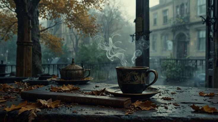 Freshly brewed coffee with aromatic steam